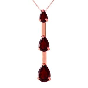 14K. SOLID GOLD NECKLACE WITH NATURAL GARNETS (Rose Gold)